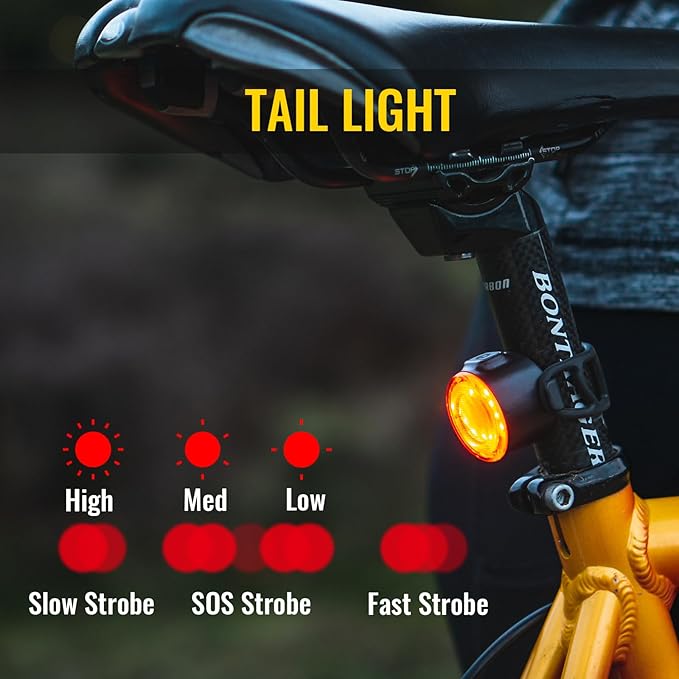Bike Light Set, Rechargeable Bicycle Lights for Night Riding Front and Rear, Powerful Waterproof Bike Headlight, Easy to Install for Men Women Kids Road Mountain Cycling