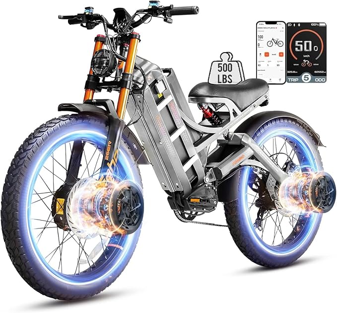 eAhora Romeo Pro 3 Electric Bike - [2026 Latest] 50MPH 5600W Dual Motor 60V 80AH 250Miles Long Range Ebike for Adults, 26" * 4.0 Fat Tire Fast Electric Mountain Bike Full Suspension Off-Road E-Bike