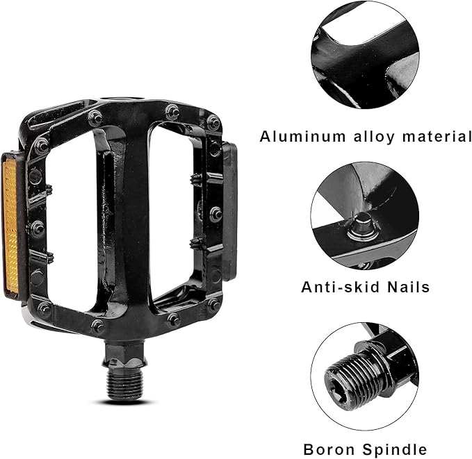 AVASTA Bike Pedals, Aluminum Alloy Bicycle Pedals with Reflector for Mountain Bike Road Bike and Other Bicycles,Threads Size 9/16 Inch