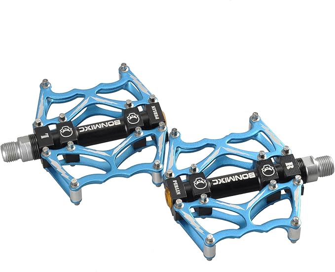 Bike Pedals 9/16" Skull Pattern Mountain Bike Pedals Sealed Bearing Bicycle Pedals Aluminum Alloy Flat Road Bike Pedals