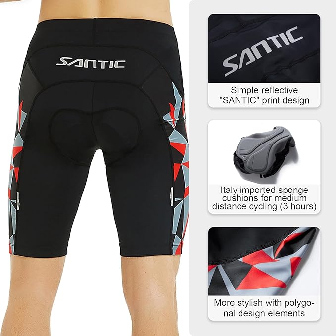 Santic Men's Cycling Shorts Padded Bicycle Riding Pants Bike Biking Clothes Cycle Wear Tights
