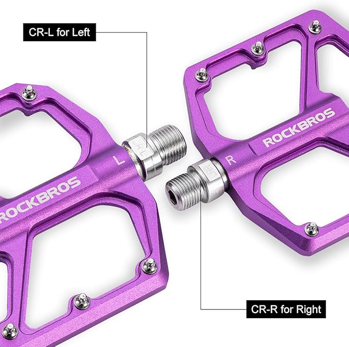 ROCKBROS Mountain Bike Pedals MTB Pedals Bicycle Flat Pedals Aluminum 9/16" Sealed Bearing Lightweight Platform for Road Mountain BMX MTB Bike