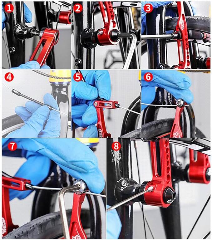 Linear Pull Bike V Brakes Front Rear Set Replacement Fit,Aluminum Alloy V-Type Bike Brake Set for Road Bike Bike BMX Repairing Accessories