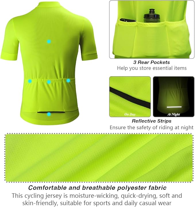 CATENA Men's Cycling Jersey Short Sleeve Shirt Running Top Moisture Wicking Workout Sports T-Shirt