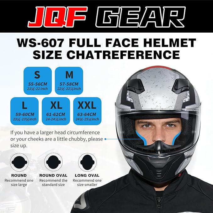 Full Face Motorcycle Helmet WS-607 DOT Approved Motorbike Racing Street Bike Helmets for Adults with Visor