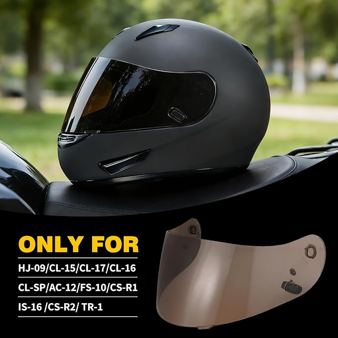 HJ-09 Helmet Visor Face Shield Compatible with CL-15/ CL-16/ CL-17/ CL-SP/AC-12 /FS-10/ CS-R1/ IS-16/ CS-R2/ TR-1 (Black)