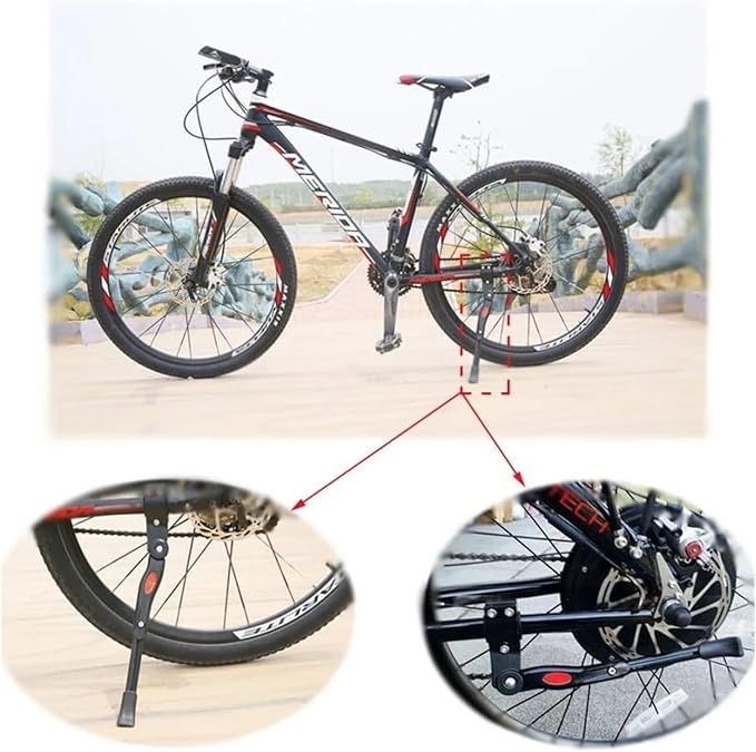 Side Stand Kickstand Adjustable Bike Kickstand Aluminum Rear Side Bicycle Stand for Bike 22"-27" Bicycle Foot Support