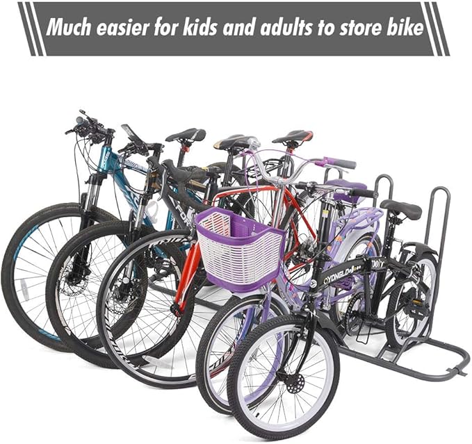 XCSOURCE Bike Parking Stand, Bike Rack Bicycle Floor Parking Stand for 5 Bikes, Adjustable Dual Purposes Bike Storage Holder for Garage, 2 Extra Floor Anchor Brackets Available, Indoor & Outdoor