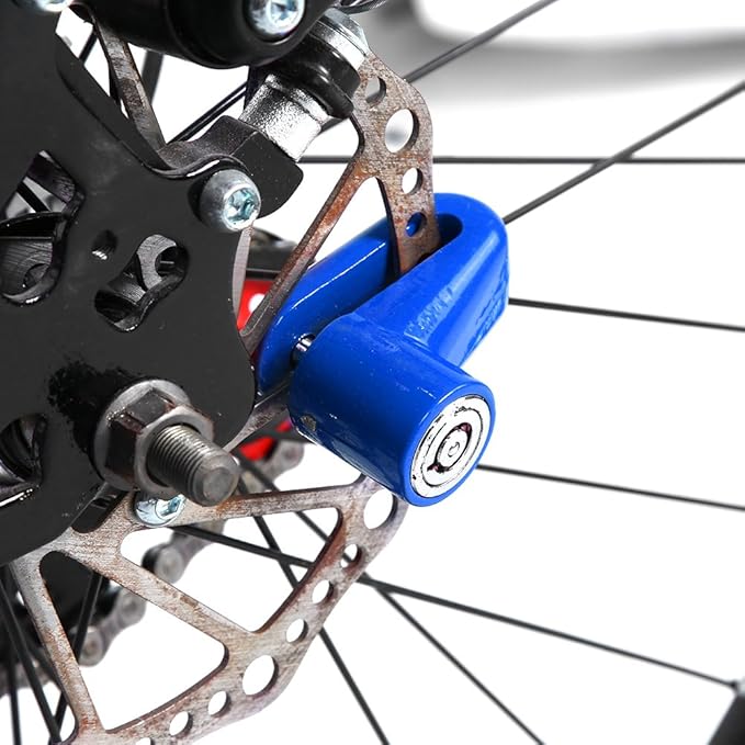 Bike Disc Brake Lock, Motorcycle Anti Theft Wheel Padlock Electric Scooter Security Lock Accessory Heavy Duty Waterproof for Mountain Road Motorbike Cycling Rotor with Plastic Frame 2 Keys(Blue)