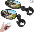 360° Rotatable Bike Mirror (2 Packs) - Shockproof Handlebar Mount, Wide Angle & Flat View Rearview Mirror for Road/Mountain/E-Bikes