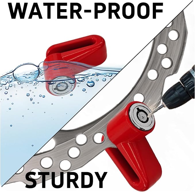 Heavy Duty Motorcycle Bike Disc Brake Lock, Anti-Theft Waterproof Wheel Lock Safety Disc Lock Padlock for Scooters and Mountain Road Cycling with Two Keys(Red)