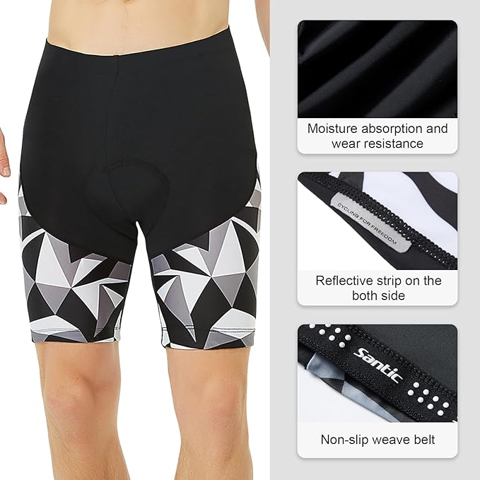 Santic Men's Cycling Shorts Padded Bicycle Riding Pants Bike Biking Clothes Cycle Wear Tights