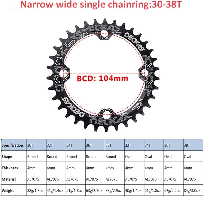 BUCKLOS IXF 104 BCD 30T-38T 170MM Mountain Bike Crankset, Hollow Integrated MTB Crank Set, Aluminum Alloy Crankset Round Oval Narrow Wide Chainring with Bottom Bracket Bolts Fit Shimano/FSA Gaint