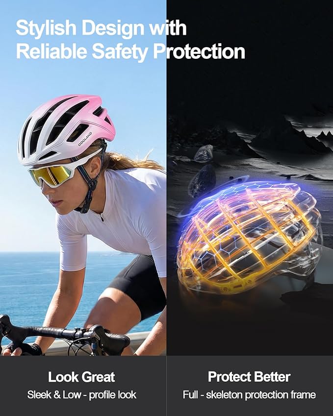 Odoland Adult Bike Helmet - Super Ventilation & Impact-Resistant Frame, Adjustable Dial System Lightweight Bicycle Helmet for Mountain, Commuting, Road Cycling