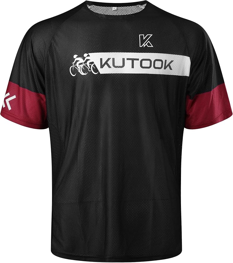 KUTOOK Loose Fit Cycling Jersey Quick Dry MTB Shirts Short Sleeve Top for Men