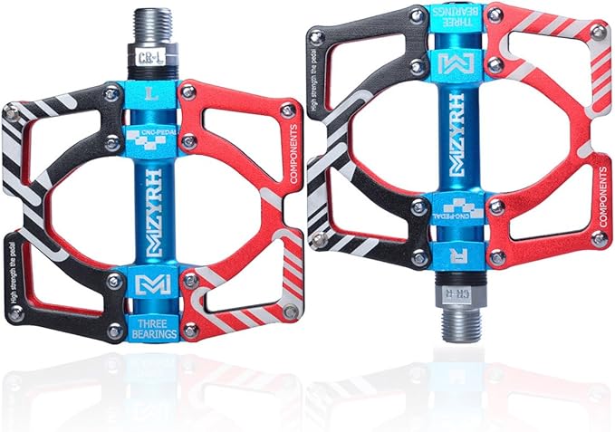 ThinkTop Aluminum Alloy Mountain Bike Pedals Axle 9/16 3 Bearing Platform Pedals Flat Sealed Ever Lubricate Bearing for Road BMX MTB Bicycle Cycling
