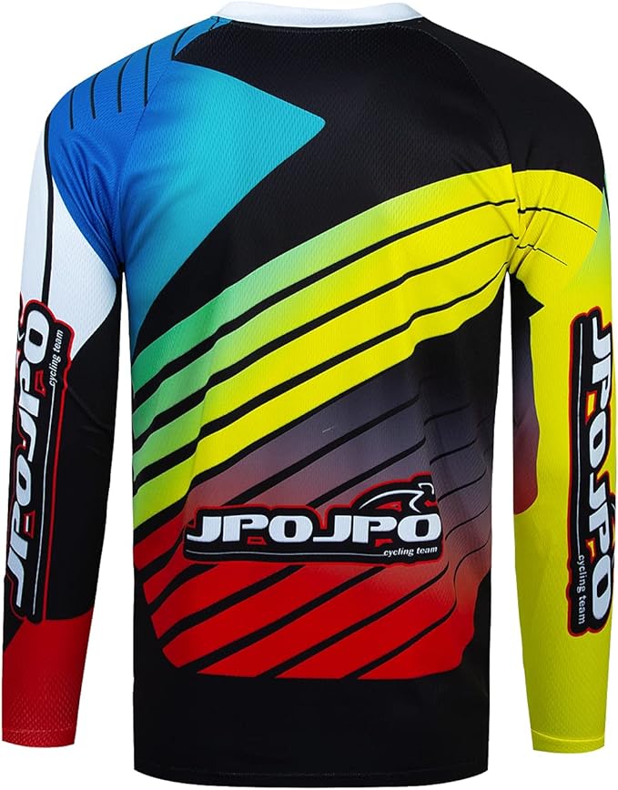 JPOJPO Men's Mountain Bike Jersey Long Sleeve MTB Off-Road Racing Downhill Motocross Shirts Quick Dry&Moisture-Wicking Tops