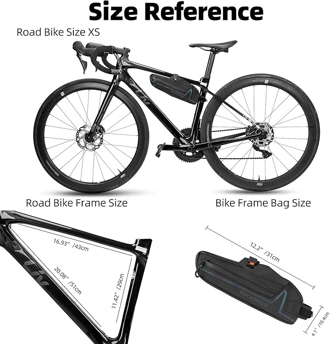 ROCKBROS Bike Frame Bag Bike Triangle Bag Water Resistant Bicycle Under Top Tube Bag Colorful Reflective 1.5L Large Capacity Bike Storage Bag for Mountain Road Bike Tools Accessories