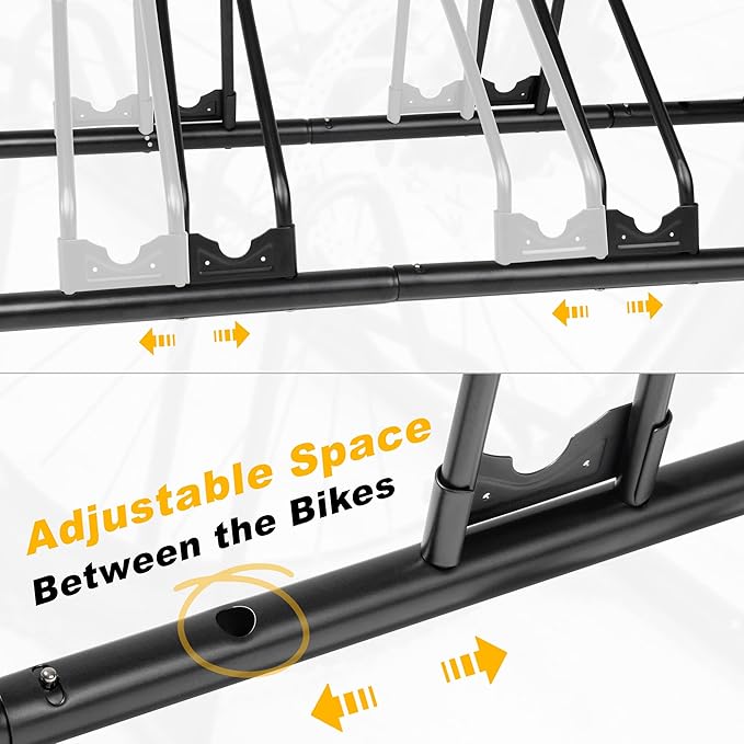 CyclingDeal Bike Rack Floor Parking Bike Stand for up to 6 Bicycles | Indoor, Home & Garage Storage Rack | Stable & Secure Bicycle Stand w/ Tire Grooves Up to 29", Holding Plates & Custom Spacing