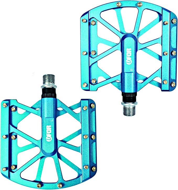 UFOR Platform Bike Pedals – Lightweight Anti-Slip MTB Pedals with Sealed Bearings & Traction Pins, Wide Flat Design for Mountain, BMX, Urban Cycling