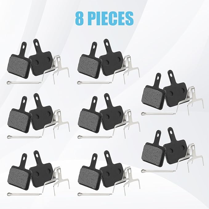 8 Pairs Bike Brake Pads Compatible With Tektro Shimano Trp Deore - High Performance Disc Brakes for Mountain Bike With Spring (Black Semi-Metallic)