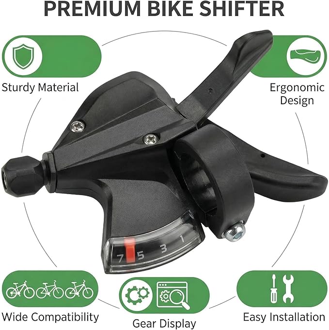SL-M315-7 Speed Bike Shifter Right Thumb Gear Shifter Bicycle Shift Lever MTB Mountain Bike Shifter Trigger Shifter Commuter Folding Hybrid Bike Gear Shifter with Gear Indicator