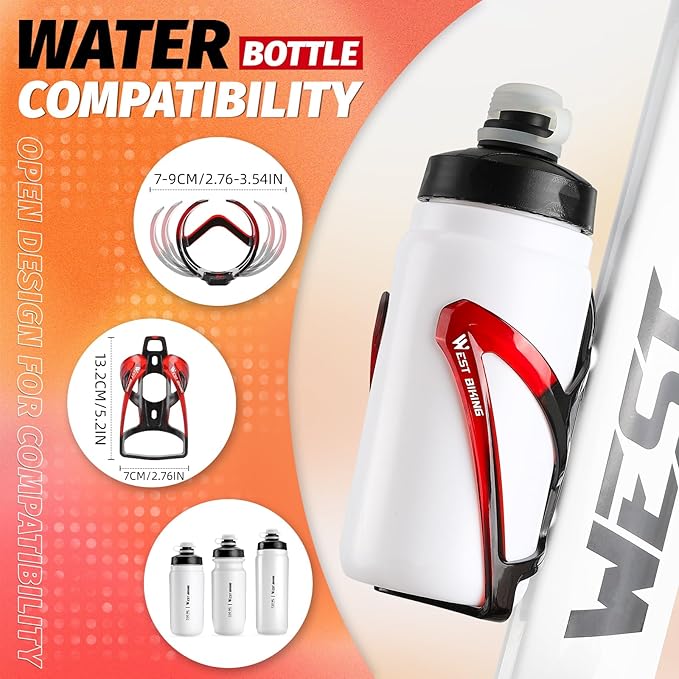 Bike Water Bottle Cage, Durable Ultralight Plastic Water Drink Holder Rack, Lightweight PC Water Bottle Holder for Bicycle, Cycling Bottle Holder Cages for MTB, Road Bike, Mountain Bikes (B)