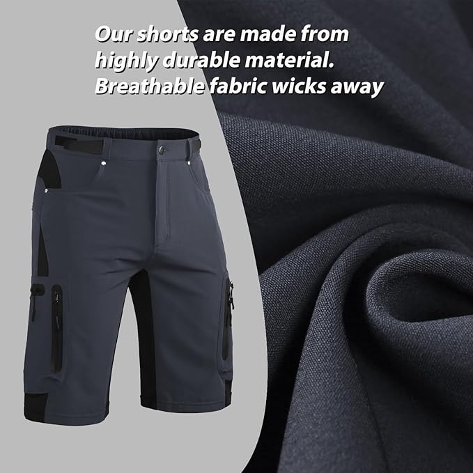 Ally Mens Mountain Bike Shorts 4D Padded Baggy Bicycle Cycling Biking Bike Shorts Lightweight Loose-fit