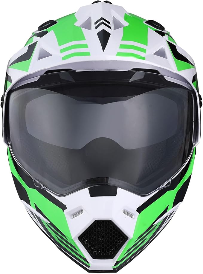 1Storm Youth Kids Dual Sport Dual Visor Motorcycle Motocross Off Road Full Face Helmet Matt Black