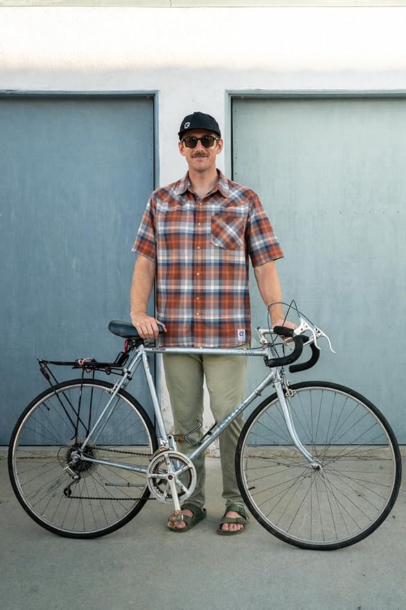 Club Ride Apparel New West Cycling Shirt - Men's Short Sleeve Cycling Jersey - Sport Fit Snap Down Top - 50 UPF Riding Shirt