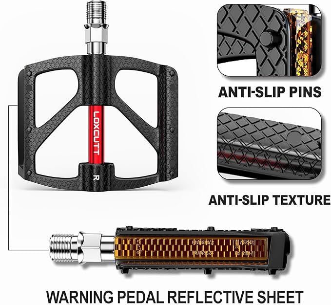 Mountain Bike Pedals MTB Pedals Bicycle Flat Pedals Aluminum 9/16" Sealed Bearing Non-Slip Pedal for Road Mountain BMX MTB Bike