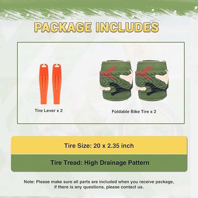ZUKKA 20 x 2.35 Bike Tire 1/2 Pack 20 inch x 2.35 BMX Bike Tire Folding Replacement Tire for MTB Mountain Bike, BMX Bicycle Commuter Bike
