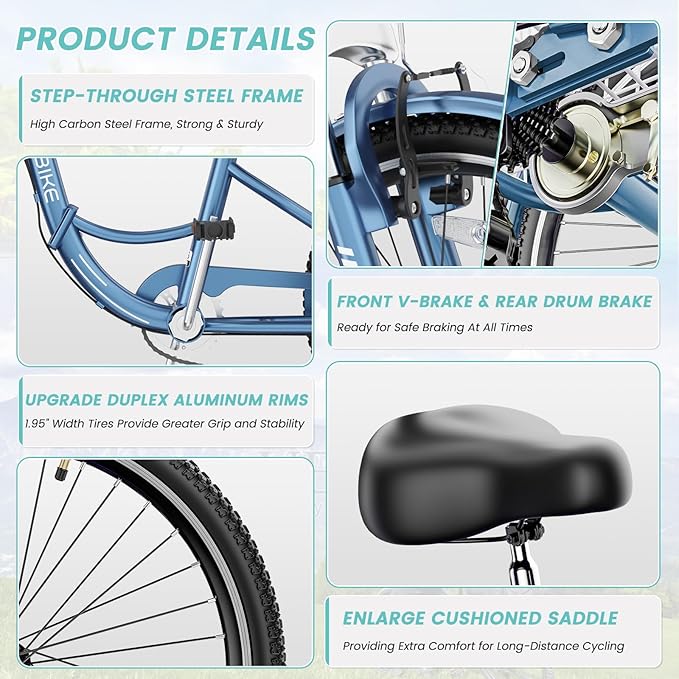 LILYPELLE Adult Folding Tricycles, 7 Speed Folding Adult Trikes, 20/24/26 inch 3 Wheels Bikes with Low Step-Through, Large Basket, Foldable Tricycle for Adults, Women, Men, Seniors