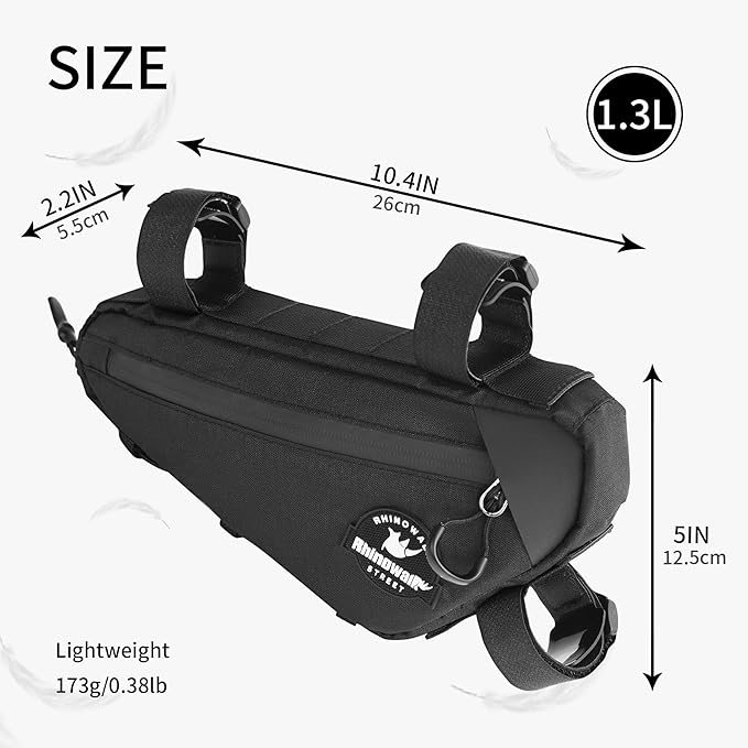 Bike Frame Bag Cycling Triangle Bike Bag Water Resistant Bicycle Frame Bag Under Top Tube Bag Pouch for Mountain Gravel MTB Road Bike Accessories, Black