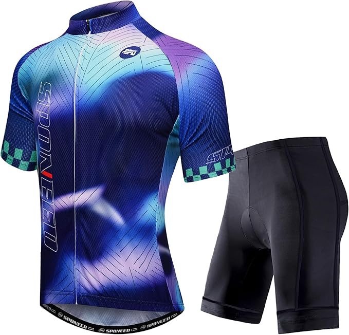 sponeed Cycling Jersey Short Sleeve Suits Men Bike Clothing Road Bicycle Shorts Padded Outfits