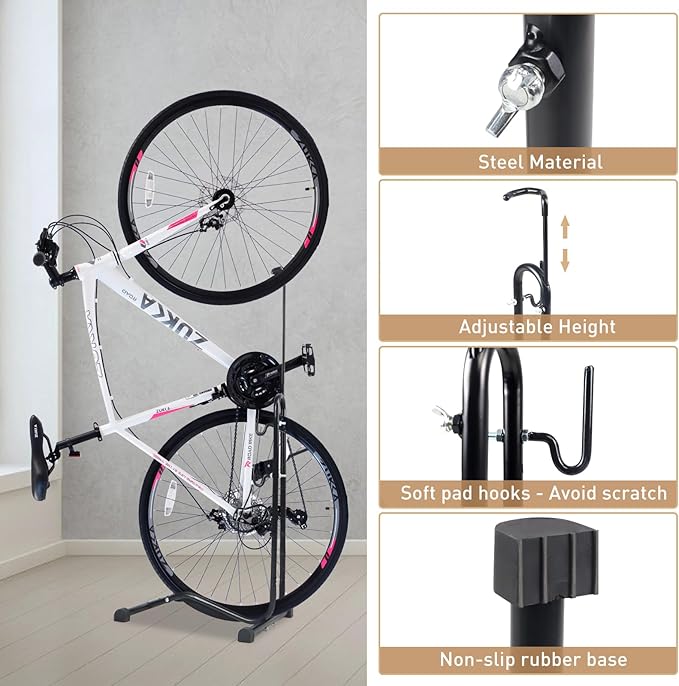 Bike Parking Stand,Bike Floor Stand Parking Rack，Bike Rack Bicycle Floor Parking Stand, Bike Storage Holder for Garage,Indoor & Outdoor，Mountain & Road Bikes，2 Pack