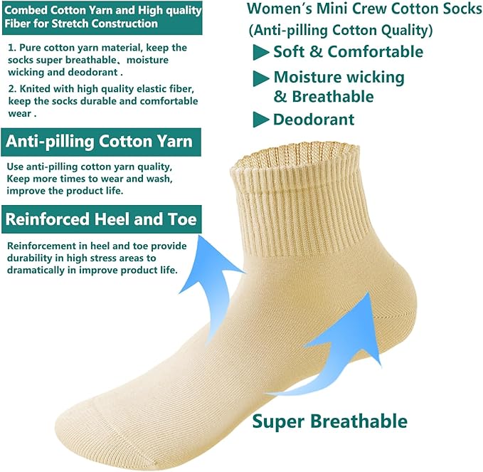 MAGIARTE Womens Mini Crew Ankle Socks Athletic Casual Cotton Socks for Women