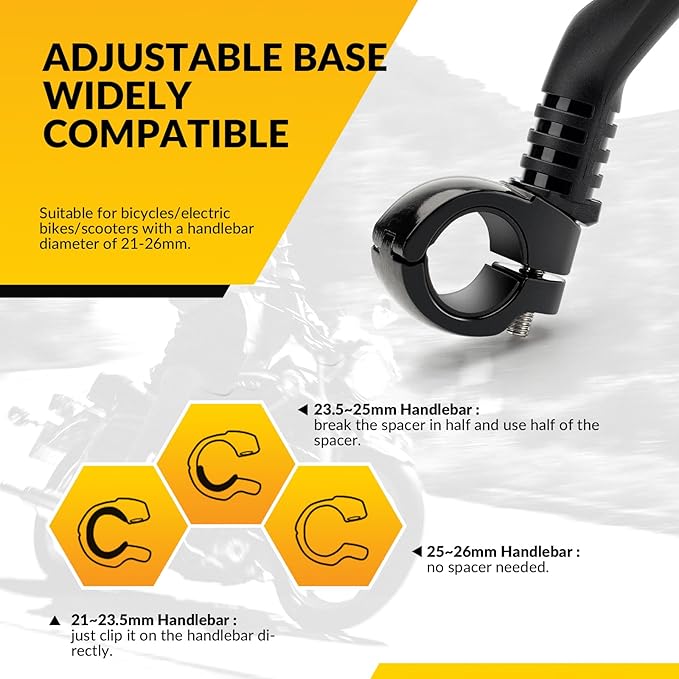 ROCKBROS Bike Mirrors for Handlebars HD Blast-Resistant Bicycle Mirror for Ebike 360 Degree Adjustable Bike Rear View Mirror Easy to Install Left and Right