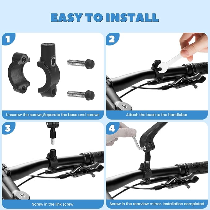 1 Pair Bike Mirror Handlebar Mount, Rear View Mirror for Mountain Road Dirt Bike Motorcycle Electric Scooter, Bicycle Bar End Rearview Mirrors E Ebike Side Mirror Accessories for Men Adult