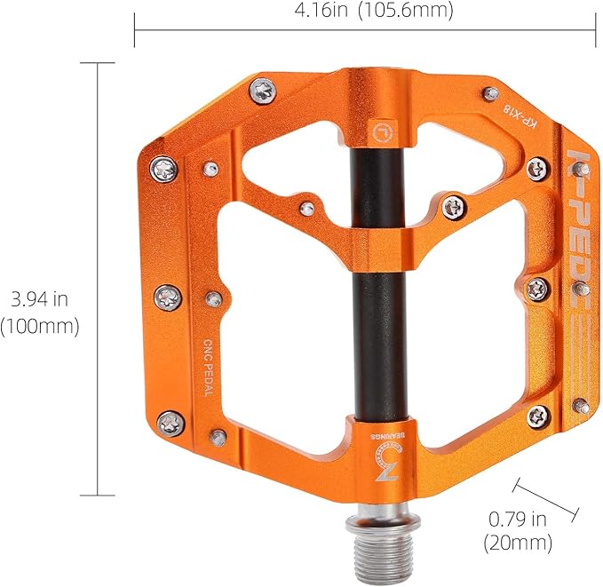 Aluminum Alloy 9/16" Bike Pedal MTB Wide Platform Flat Non-Slip Bicycle Pedals with 3 Bearings for Mountain Bikes, Road, BMX