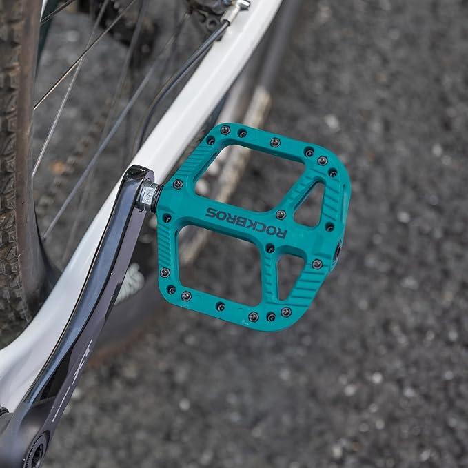 Rock BROS Mountain Bike Pedals Nylon Composite Bearing 9/16" MTB Bicycle Pedals with Wide Flat Platform
