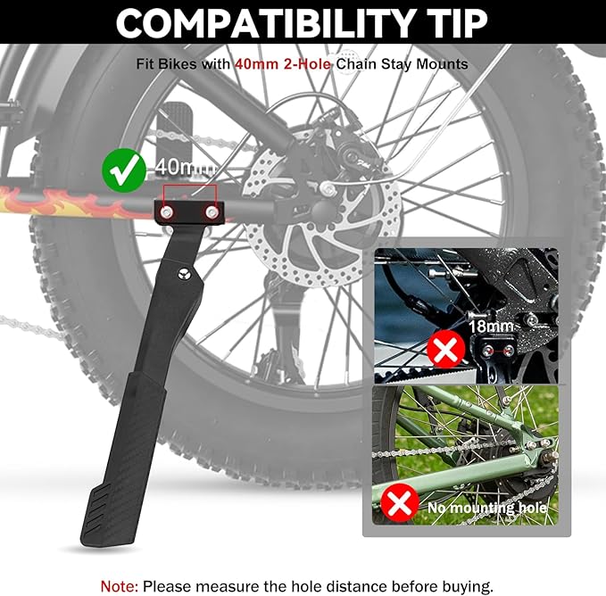 Bike Kickstand Heavy Duty Rear Mount Kick Stand for 40mm 26-29 Inch Aluminum Kickstand for Adult Kids Bike Mountain Bike Ebike Mini Bike Electric Dirt Bike MTB Carbon Fiber Style