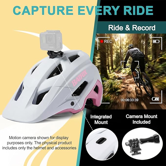 KINGBIKE NTA-8776 Mountain Bike Helmet Professional Ebike Helmets with 3-Level Adjustable Visor & Camera Mount E-MTB Helmet for Adults Men Women Youth E-Bike Safety Certified