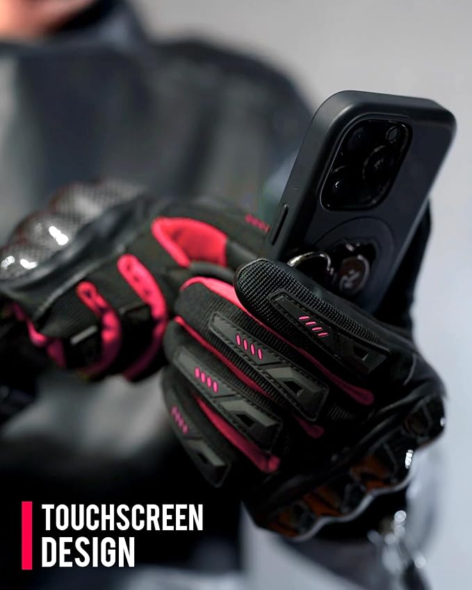 IRON JIA'S Motorcycle Gloves for Men and Women, Summer Touchscreen Riding Gloves with Carbon Fiber Protection for Road Racing, Dirt Bike, BMX, ATV M