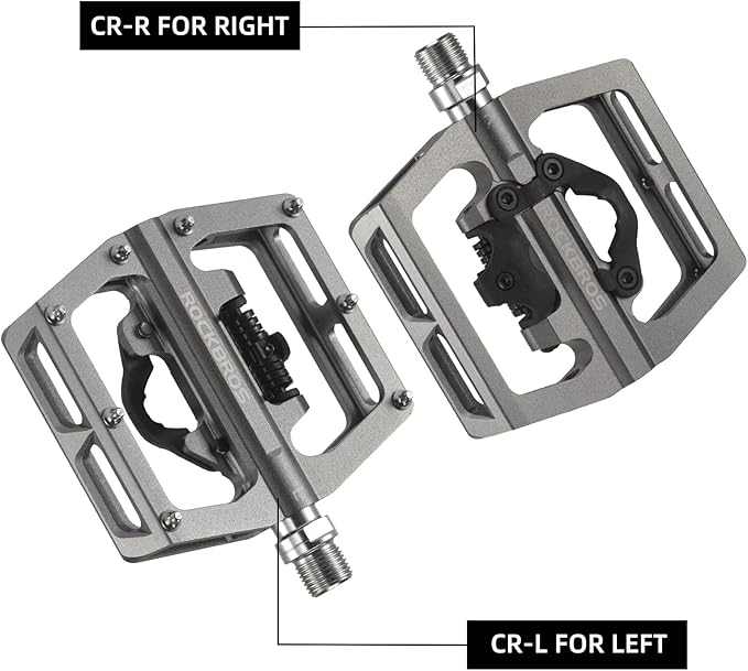 ROCKBROS MTB Mountain Bike Pedals Compatible with SPD Mountain Bike Dual Function Sealed Clipless Aluminum Bicycle Flat Platform 9/16" Pedals with Cleats for Road, MTB, Mountain Bikes