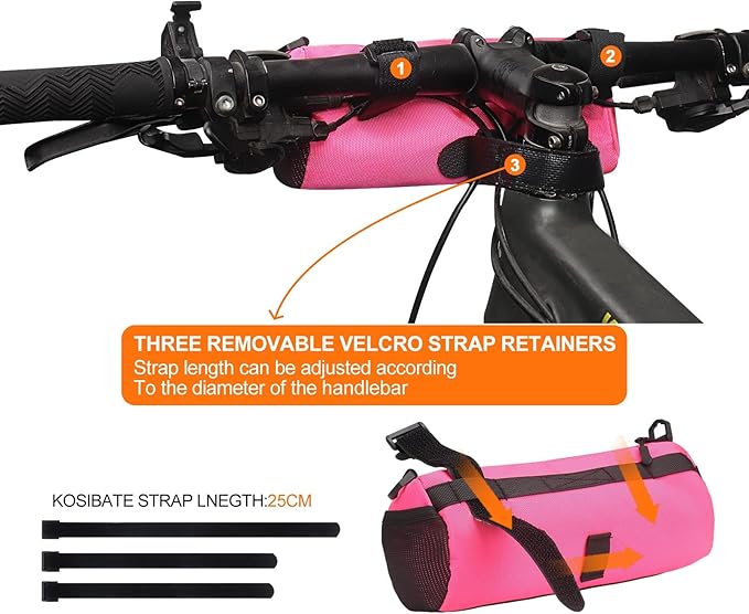 KOSIBATE Bike Handlebar Bag,Bicycle Handlebar bag,Bike Frame Bag with Shoulder Strap,Bicycle Front Bag Fram Storage Roll Bag Mountain Road Bikes Bicycle Accessories, Bike Pouch for Bicycle (