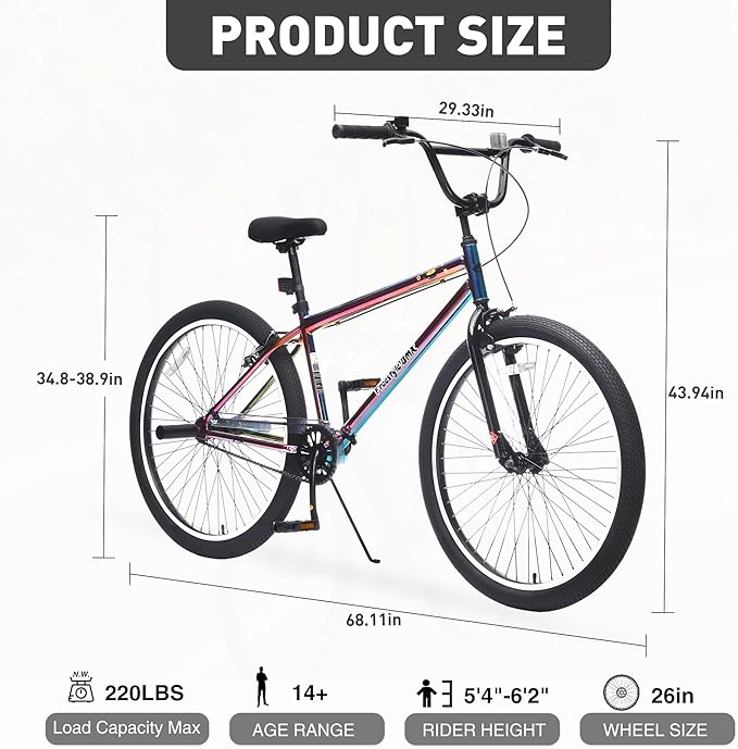 Freestyle Teen Bike Double Disc Brakes 26 inch BMX Bike High-Aluminum/Carbon Steel Frame, for for Teen Bike and Adult Bikes, with 2 Pegs, Bicycles for Men and Women, Multiple Colors