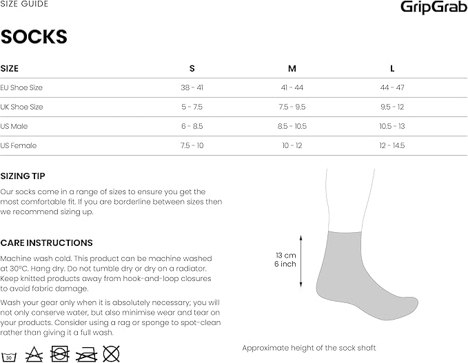 GripGrab Classic Regular Cut Summer Cycling Socks Single & Multipack Coolmax Bicycle Socks for Spinning Indoor Biking