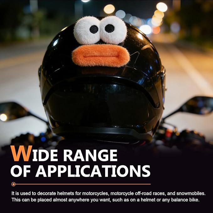 Cute Plush Helmet Decoration Decal, Funny Expressions Helmet Sticker, Self-Adhesive Motorcycle Helmets Accessories, Universal for Motorcycle/Electric Scooter Helmets (Style 1)