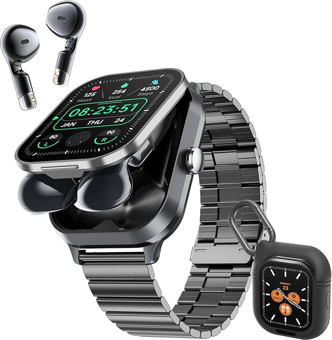 Smart Watch with Earbuds, 2.01" HD Screen 2 in 1 Smartwatch with Bluetooth Earbuds, 100+ Sport Fitness Tracker, NFC, Pedometer, Sleep/Heart Rate/Blood Pressure Monitor Compatible with iOS & Androd